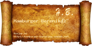 Hamburger Bereniké névjegykártya